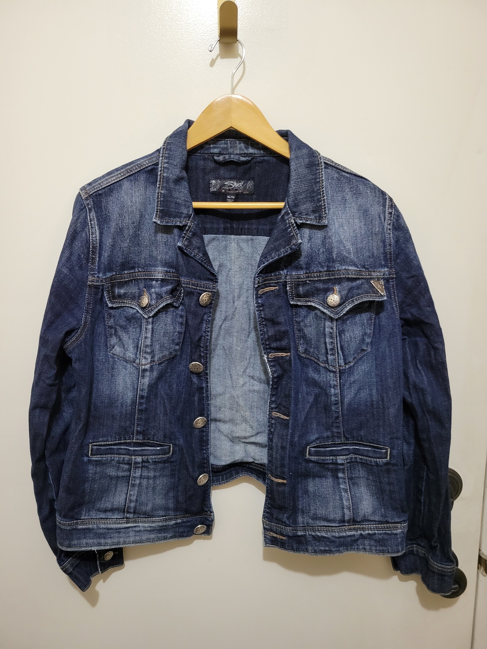 Silver Jeans Womens Dark Blue Wash Denim Jacket - Size XL
